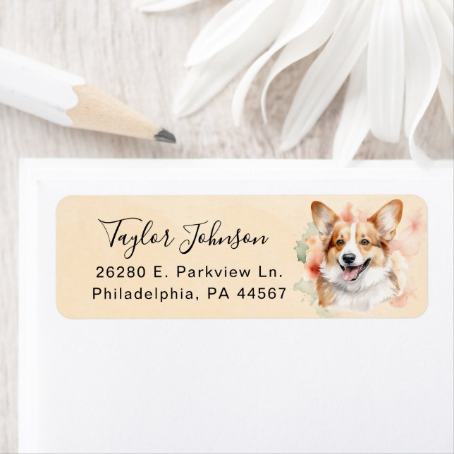Pembroke Welsh Corgi Return Address Label (Insitu)
