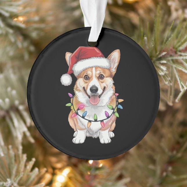 Pembroke Welsh Corgi Santa Christmas Tree Lights  Ornament (Tree)