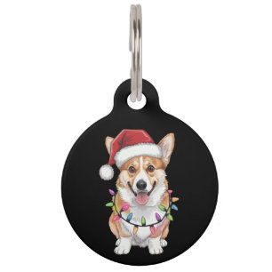 Pembroke Welsh Corgi Santa Christmas Tree Lights  Pet Tag