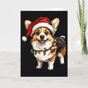 Pembroke Welsh Corgi Santa Christmas Tree Lights X Card