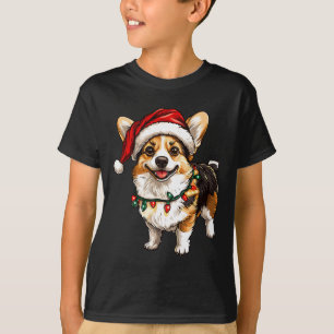 Pembroke Welsh Corgi Santa Christmas Tree Lights X T-Shirt