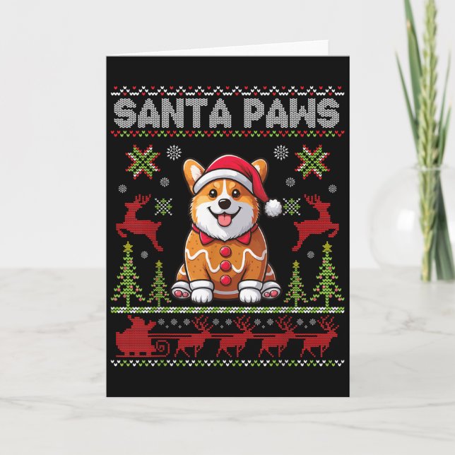 Pembroke Welsh Corgi Santa Paws Merry Christmas Ug Card (Front)