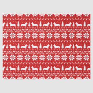 Pembroke Welsh Corgi Silhouettes Christmas Pattern Tissue Paper