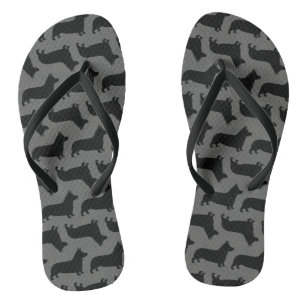 Pembroke Welsh Corgi Silhouettes Pattern Flip Flops