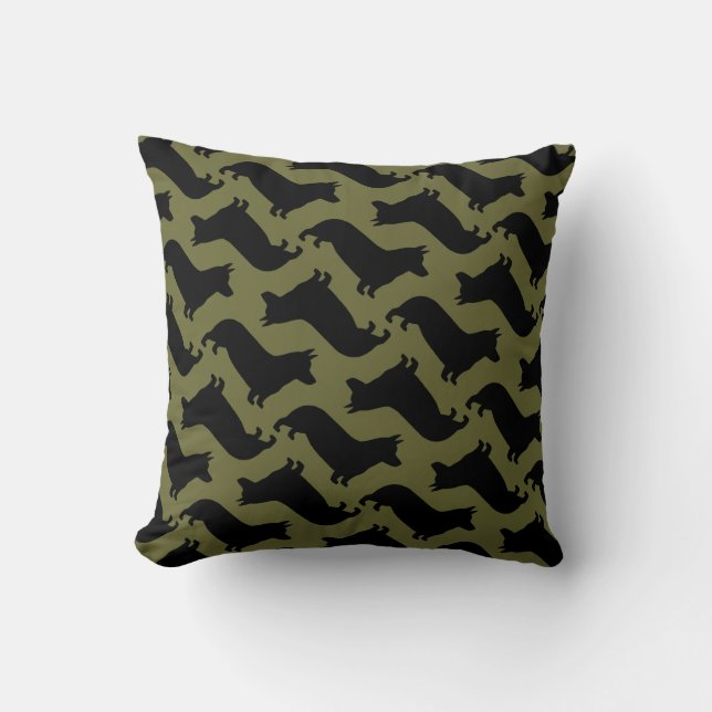 Pembroke Welsh Corgi Silhouettes Pattern Throw Pillow (Front)