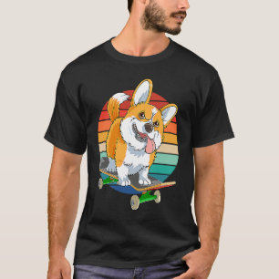 Pembroke Welsh Corgi Skateboarding Dog  Skateboard T-Shirt