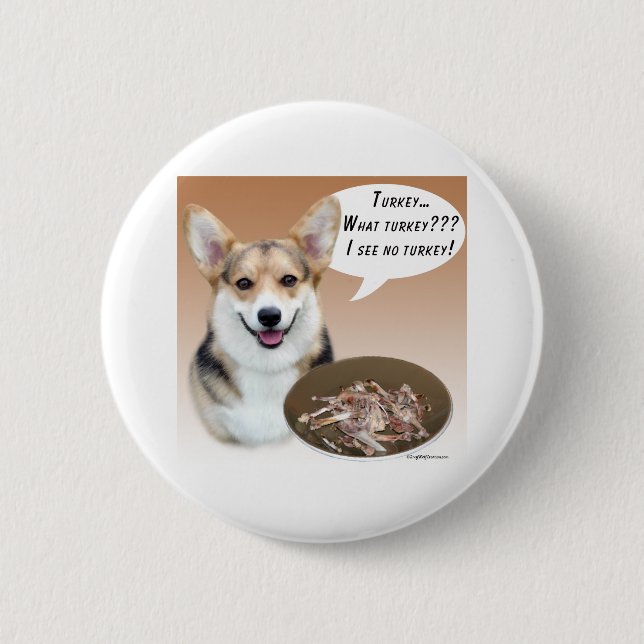 Pembroke Welsh Corgi Turkey - Button (Front)