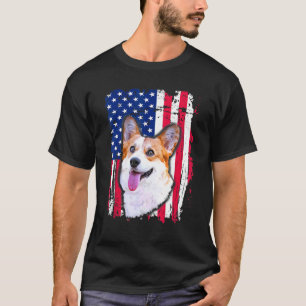 Pembroke Welsh Corgi Us Flag 4th Of July T-Shirt