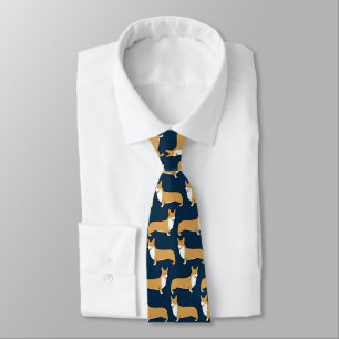 Pembroke Welsh Corgis Dog Pattern on Blue Tie