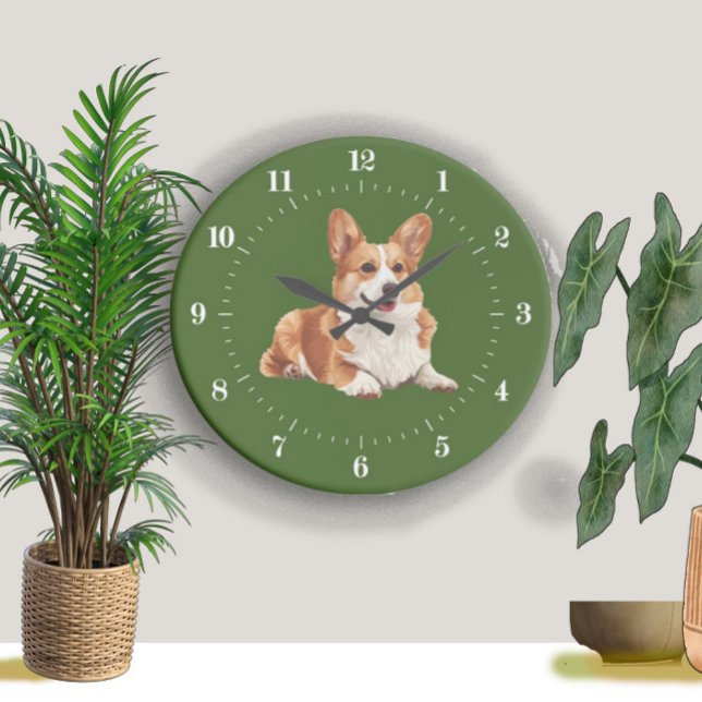 Pembroke Welsh Red and White Corgi Dog Large Clock (Creator Uploaded)