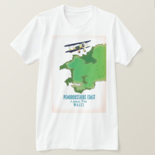 Pembrokeshire coast National Park Wales map T-Shirt