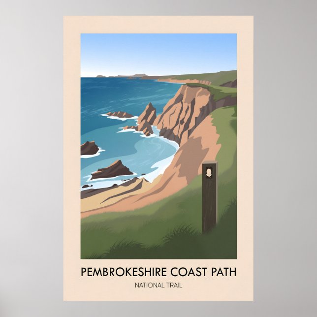 Pembrokeshire Coast Path National Trail Modern Poster (Front)
