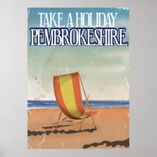Pembrokeshire, UK Vintage Travel poster