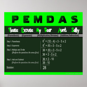 PEMDAS Order of Operations Math Poster