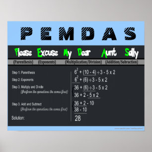 PEMDAS Ordre des opérations Math Poster