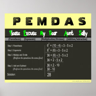 PEMDAS Ordre des opérations Math Poster