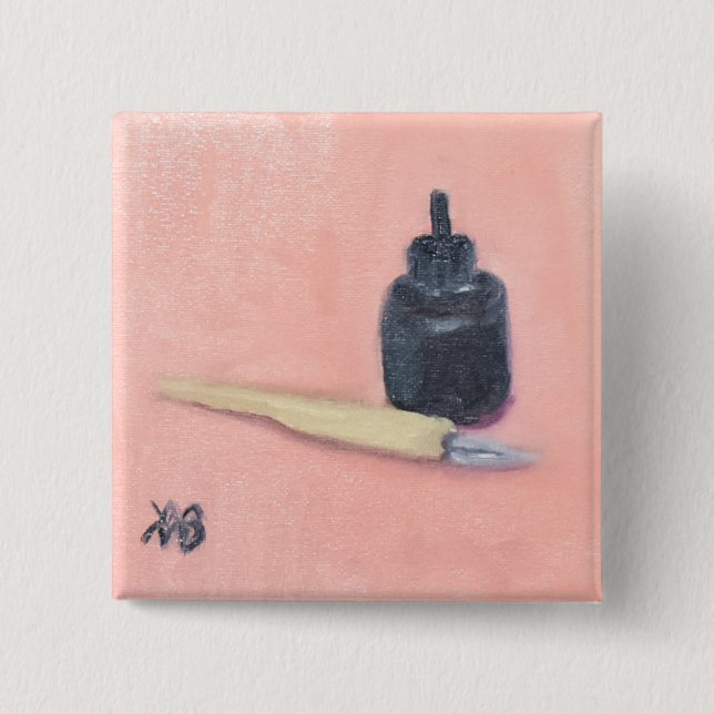 Pen and Ink 2 Inch Square Button (Front)