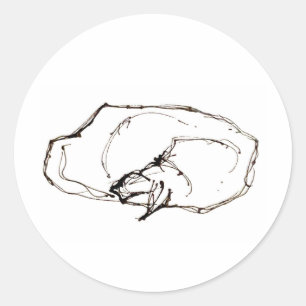 Pen and Ink Art Sleeping Cat Drawing Classic Round Sticker