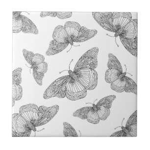 Pen and Ink Butterfly Pattern  Tile