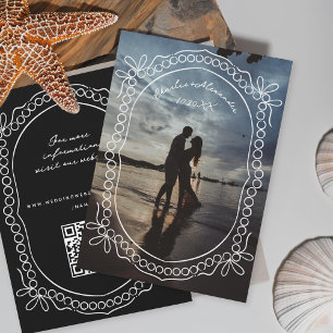 Pen and Ink Ribbons and Pearls Photo Save The Date