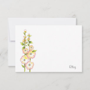 Pen and Watercolor Hollyhocks Card