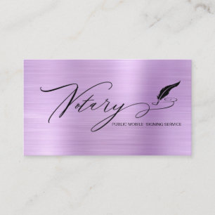 *~* Pen Feather NOTARY Stamp PHOTO Signing Agent Business Card