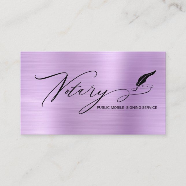 *~* Pen Feather  NOTARY Stamp PHOTO Signing Agent Business Card (Front)