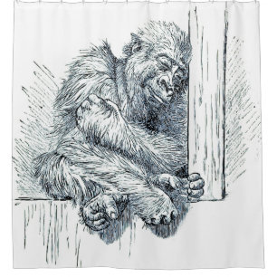 Pen/Ink Art Young Gorilla Shower Curtain