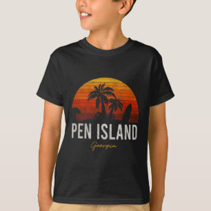 Pen Island Beach Georgia Ga Palms Vacation Surf Su T-Shirt