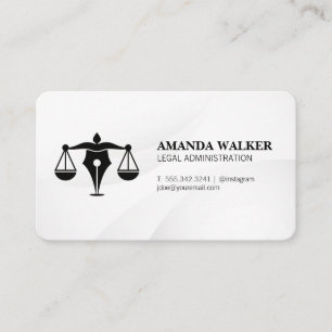 Pen Justice Scales Legal Contracts Business Card