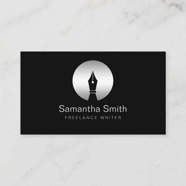 Pen Logo Freelance Writer and Calligraphy Writer Business Card (Front)