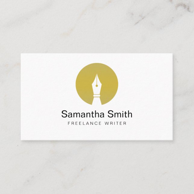 Pen Logo Freelance Writer and Calligraphy Writer Business Card (Front)