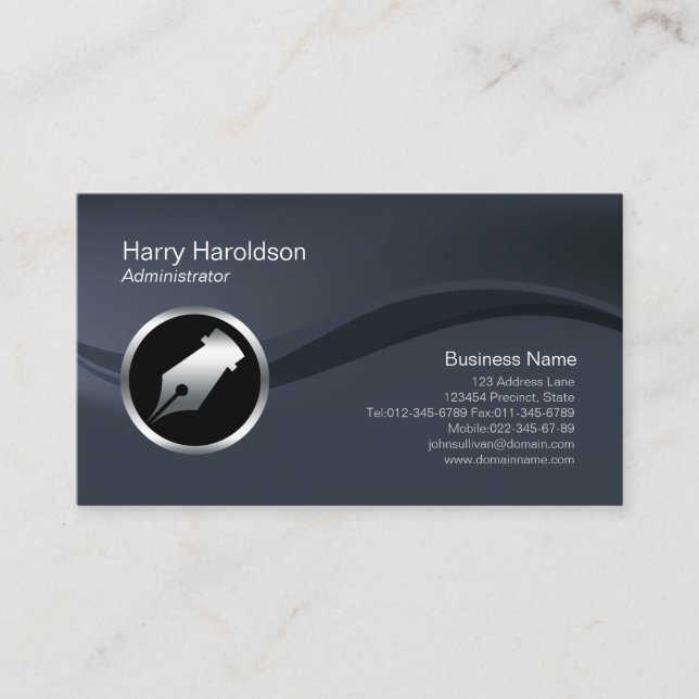 Pen Nib Icon Administrator Professional Business Card (Front)