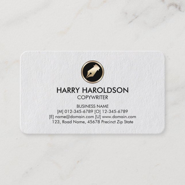 Pen Nib Icon Copywriter Premium Business Card (Front)