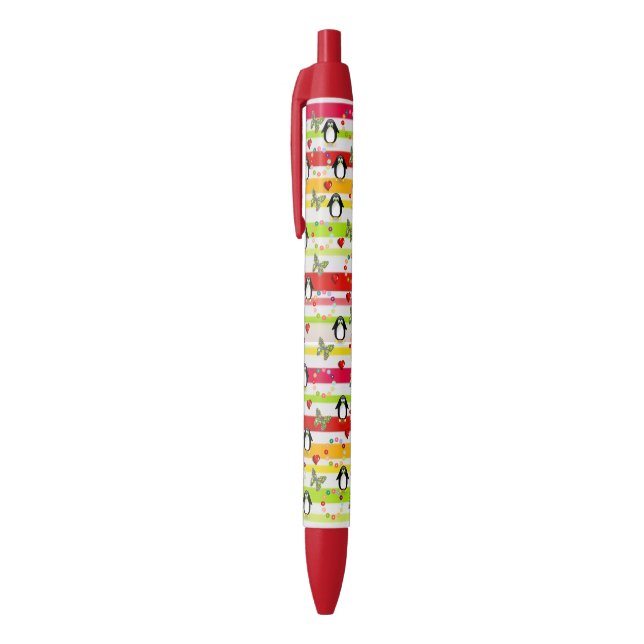 Pen Office and School Pen Stripe Penguin Butterfly (Top (Vertical))