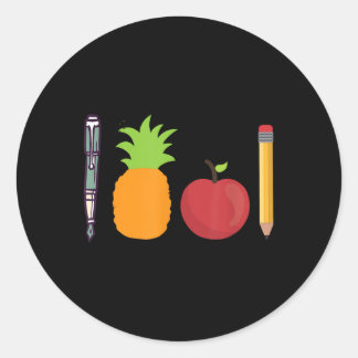 Pen Pineapple Apple Pen Funny  Classic Round Sticker