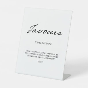 Pen Script Modern Minimalist Favours White Wedding Pedestal Sign