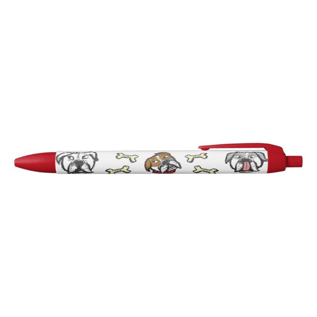 Pen with english bulldog pattern (Top)