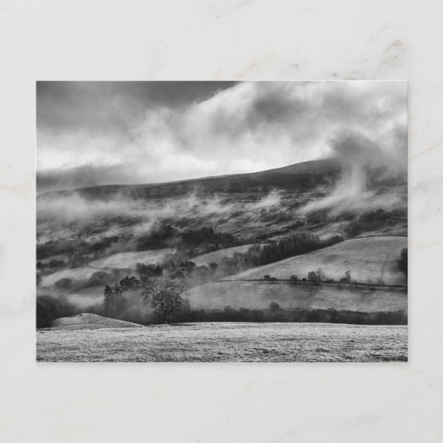 PEN Y FAN, BRECON BEACONS, WALES - BLACK & WHITE POSTCARD (Front)