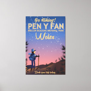 Pen Y Fan Wales hiking travel poster Canvas Print