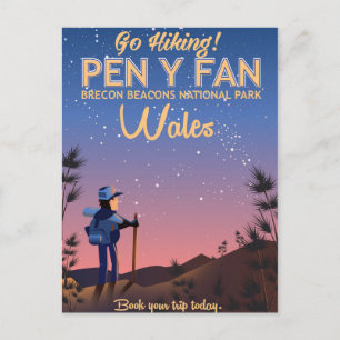 Pen Y Fan Wales hiking travel poster Postcard