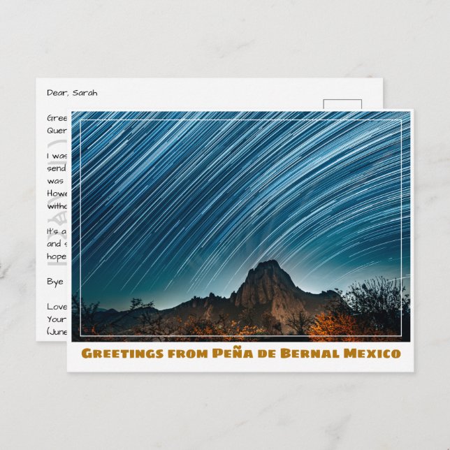 Peña de Bernal with Star Pattern near Querétaro Postcard (Front/Back)