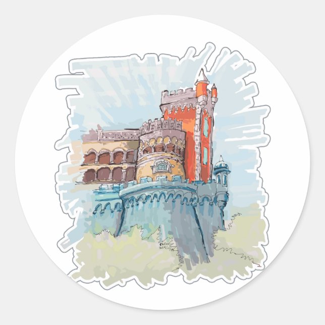 Pena Palace in Sintra, Portugal Classic Round Sticker (Front)