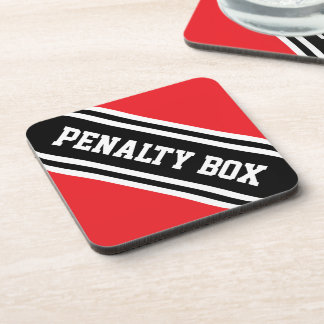 PENALTY BOX Athletic Red Black White Stripes Coaster