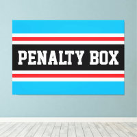 PENALTY BOX Black White Bright Red Blue Stripes