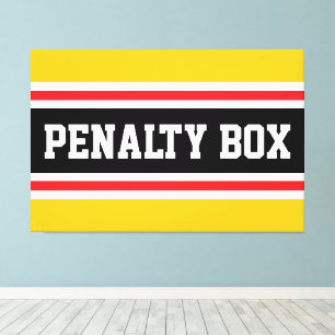 PENALTY BOX Bright Yellow Red Black White Stripes Canvas Print