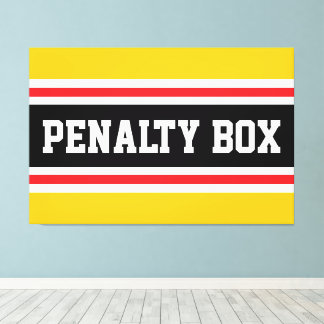 PENALTY BOX Bright Yellow Red Black White Stripes Canvas Print