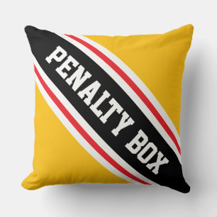 PENALTY BOX Red Black White Orange Hockey Stripes Throw Pillow