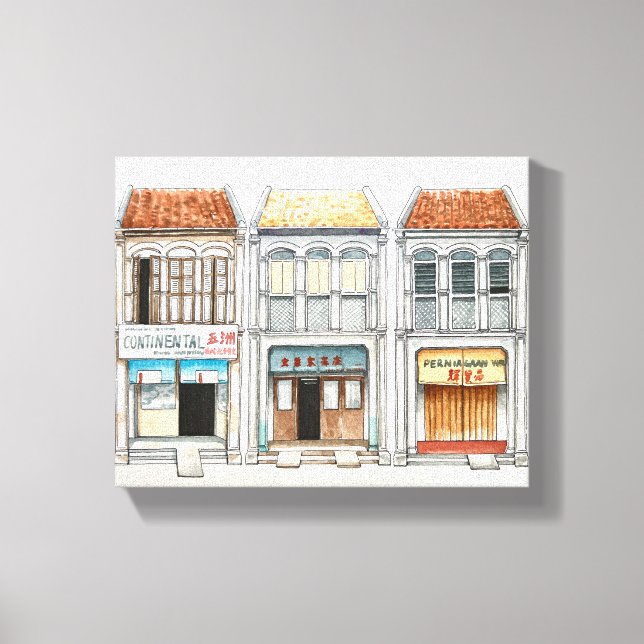 Penang heritage houses canvas print (Front)