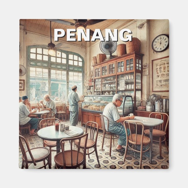 Penang Malaysia Shophouse Kopitiam Travel Magnet (Front)
